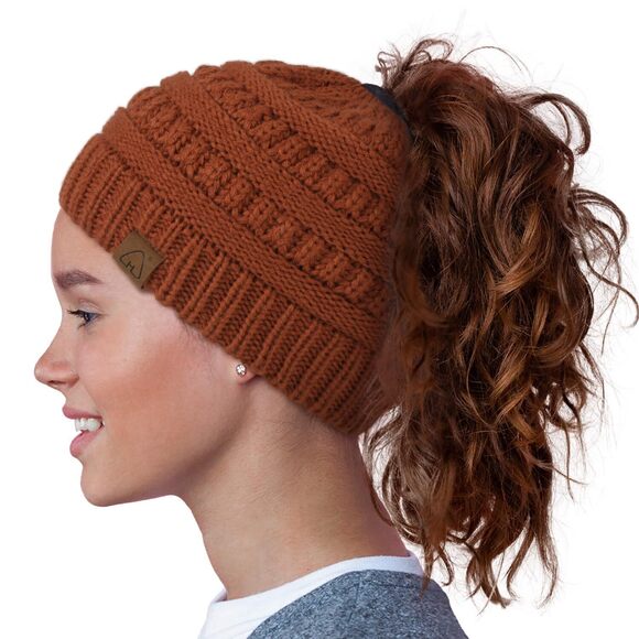 Accessories - 4121 Satin Lined Beanie Hat Silk Lined Winter Hat for Curly Hair Ponytail